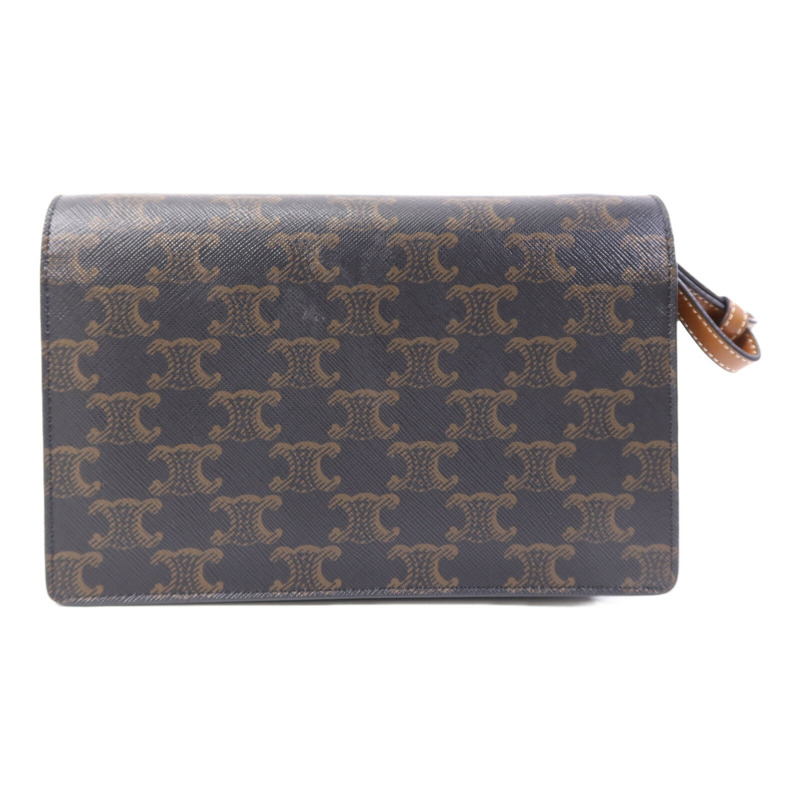 CELINE 塗層帆布/牛皮皮革Triomphe Wallet On Strap金扣肩背袋-1