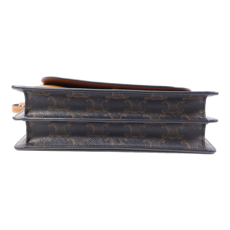 CELINE 塗層帆布/牛皮皮革Triomphe Wallet On Strap金扣肩背袋-3