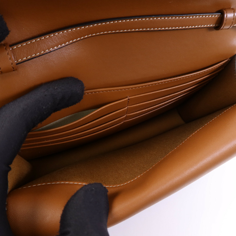 CELINE 塗層帆布/牛皮皮革Triomphe Wallet On Strap金扣肩背袋-4