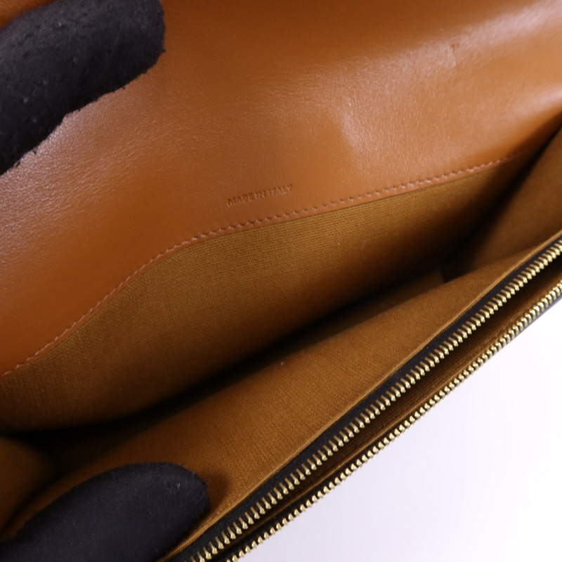 CELINE 塗層帆布/牛皮皮革Triomphe Wallet On Strap金扣肩背袋-5