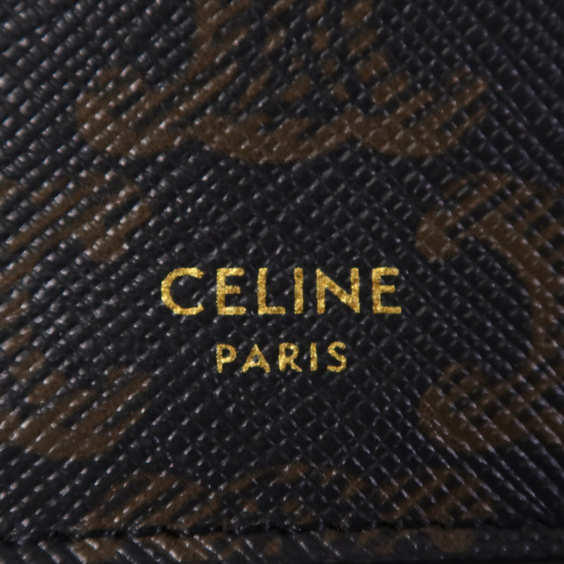 CELINE 塗層帆布/牛皮皮革Triomphe Wallet On Strap金扣肩背袋-6