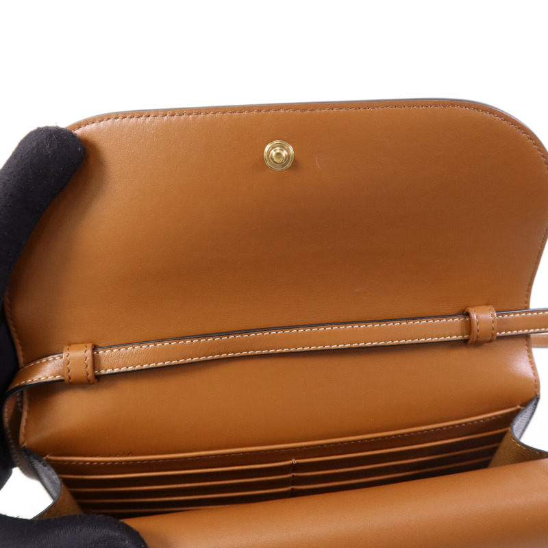 CELINE 塗層帆布/牛皮皮革Triomphe Wallet On Strap金扣肩背袋-13