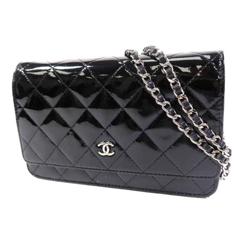 CHANEL 漆皮皮革WOC Wallet On Chain銀扣鏈帶肩背袋-2