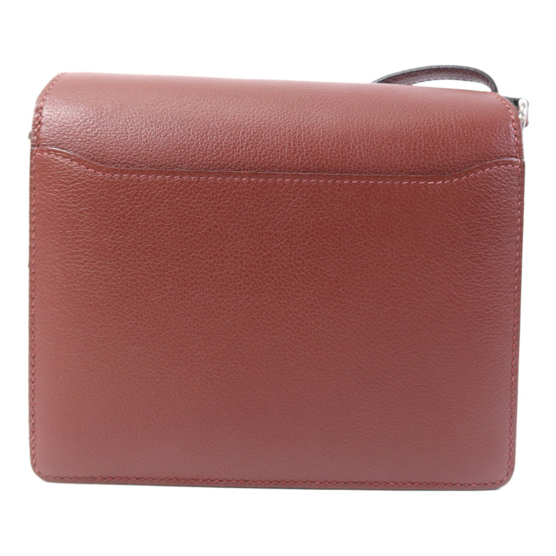 HERMES Evercolor/Chevre皮革Roulis Mini銀扣肩背袋Rouge H-1
