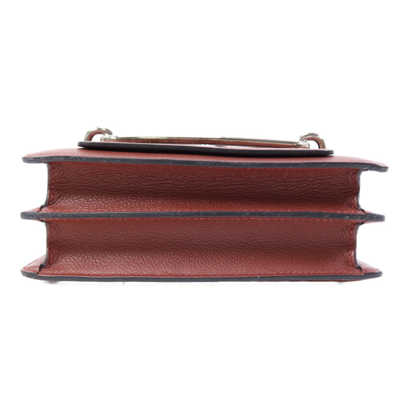 HERMES Evercolor/Chevre皮革Roulis Mini銀扣肩背袋Rouge H-3