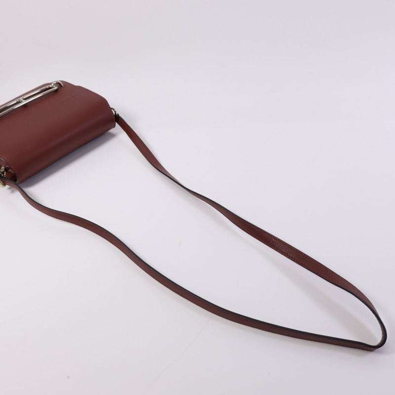 HERMES Evercolor/Chevre皮革Roulis Mini銀扣肩背袋Rouge H-8