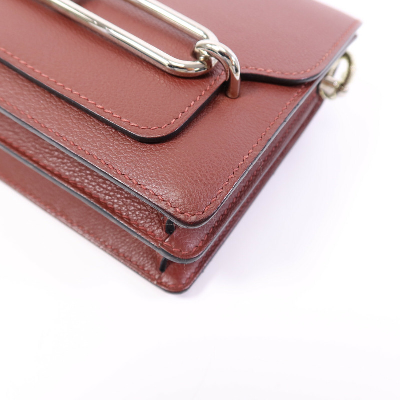 HERMES Evercolor/Chevre皮革Roulis Mini銀扣肩背袋Rouge H-10