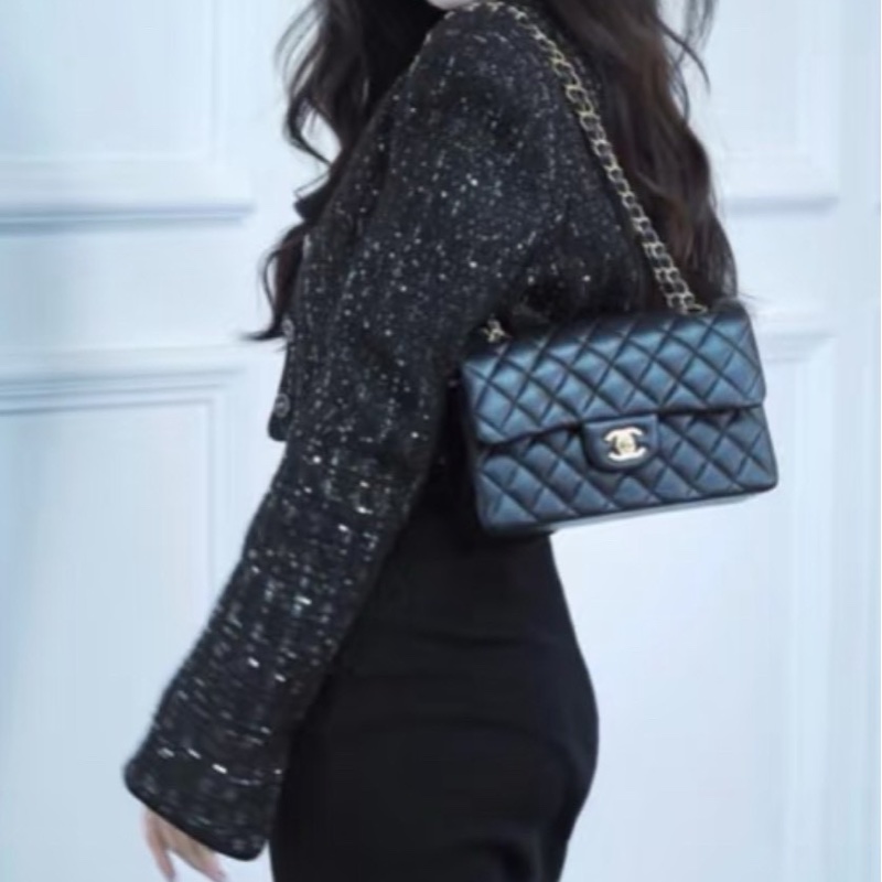 Chanel CF23 黑金荔枝牛 晶片款-1