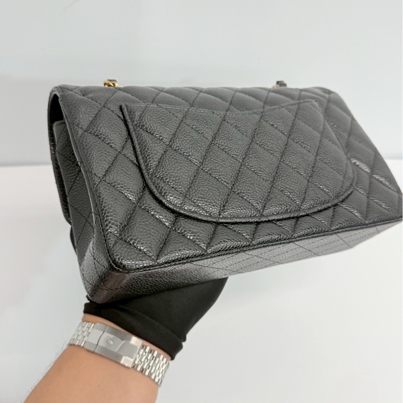 Chanel CF23 黑金荔枝牛 晶片款-10