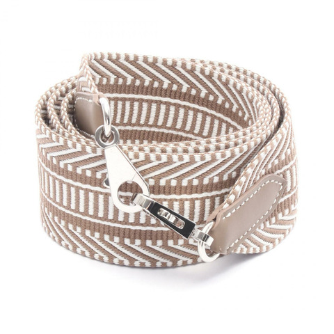 愛馬仕 Bandouliere Sangle Caval 肩帶 Swift 皮革帆布 灰色 白色 W