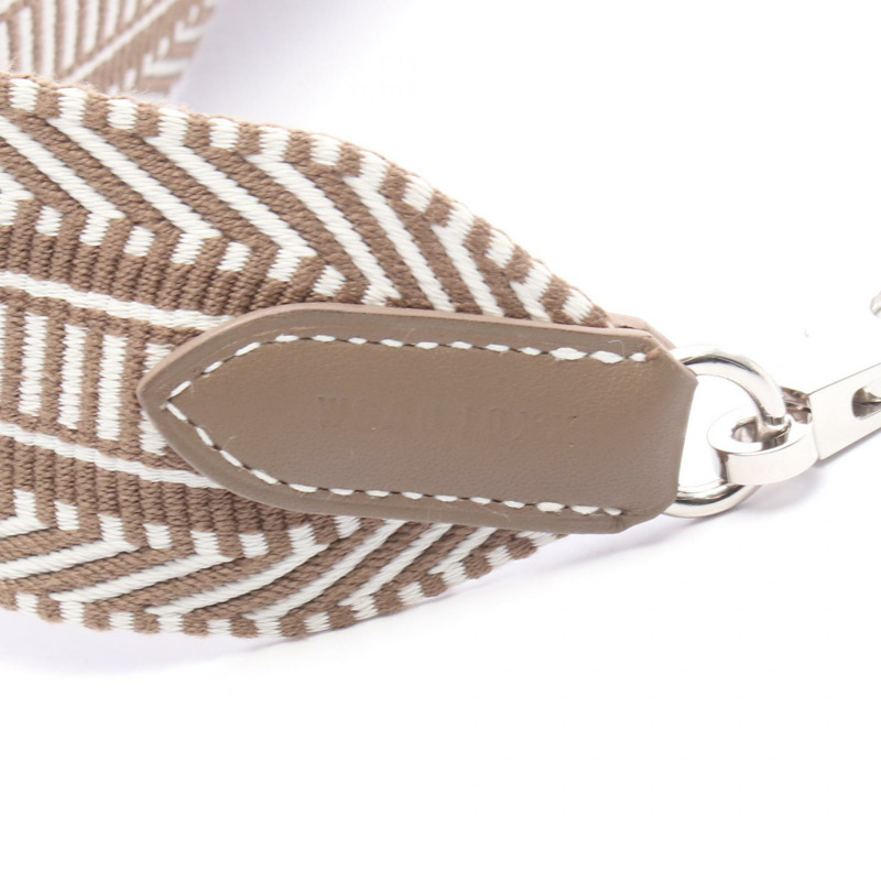 愛馬仕 Bandouliere Sangle Caval 肩帶 Swift 皮革帆布 灰色 白色 W-4