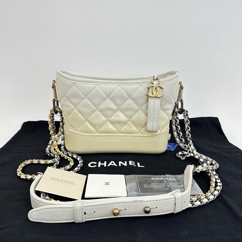 Chanel 白色漸變色流浪包小號 肩背包-7