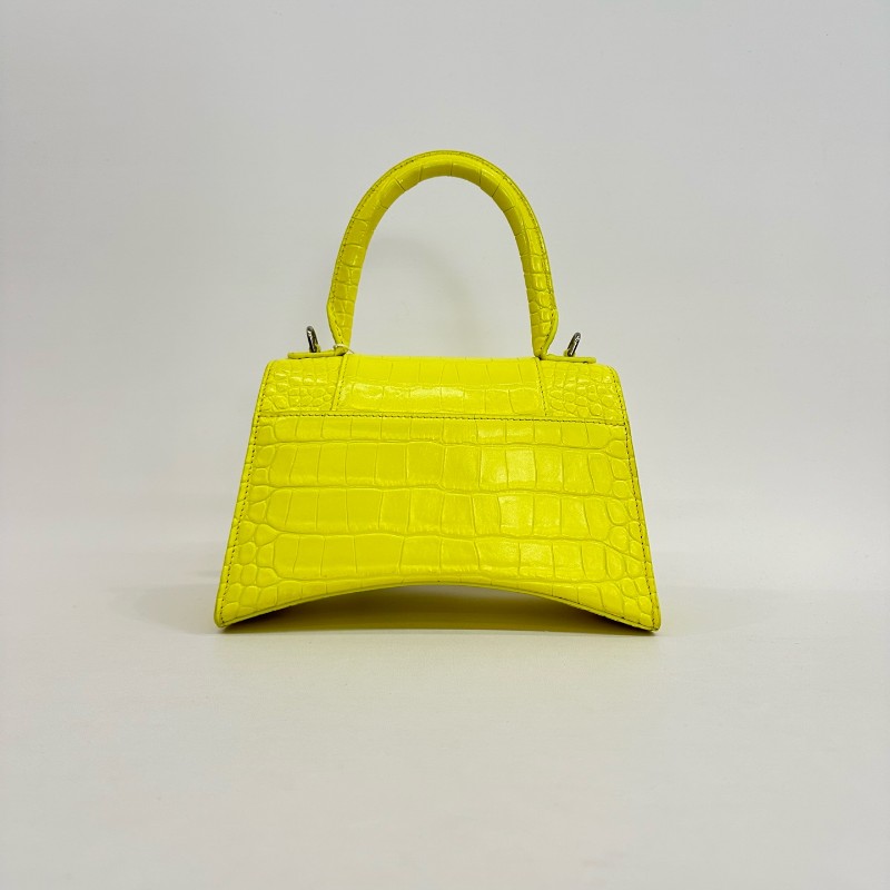 Balenciaga S號沙漏檸檬黃鱷魚壓紋 斜背包肩背包-1