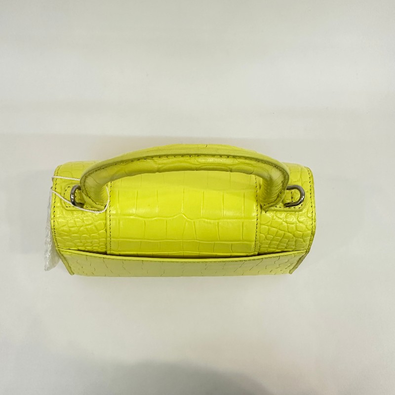 Balenciaga S號沙漏檸檬黃鱷魚壓紋 斜背包肩背包-4