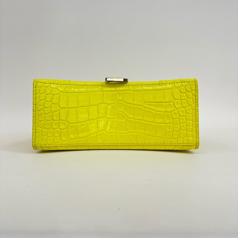 Balenciaga S號沙漏檸檬黃鱷魚壓紋 斜背包肩背包-5