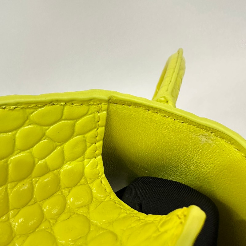 Balenciaga S號沙漏檸檬黃鱷魚壓紋 斜背包肩背包-9