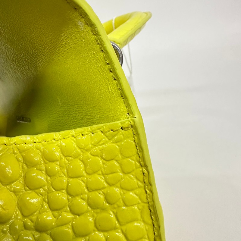 Balenciaga S號沙漏檸檬黃鱷魚壓紋 斜背包肩背包-10