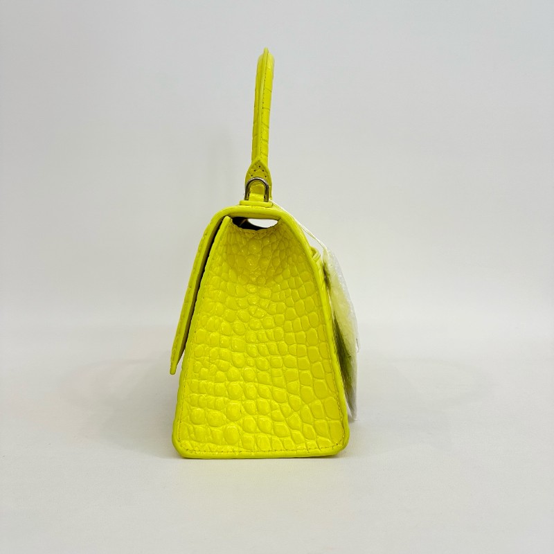 Balenciaga S號沙漏檸檬黃鱷魚壓紋 斜背包肩背包-11