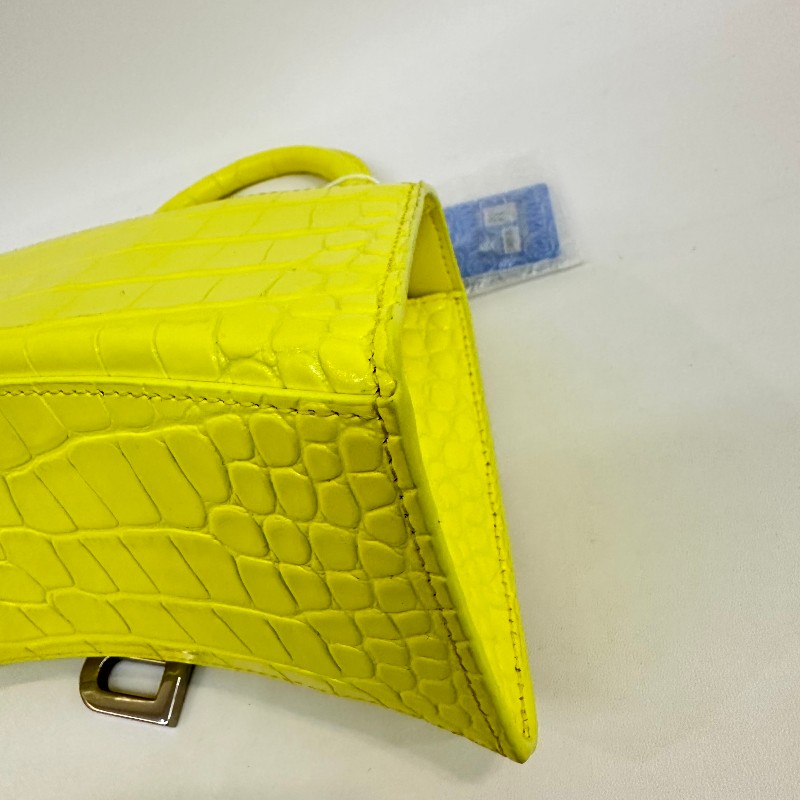 Balenciaga S號沙漏檸檬黃鱷魚壓紋 斜背包肩背包-13