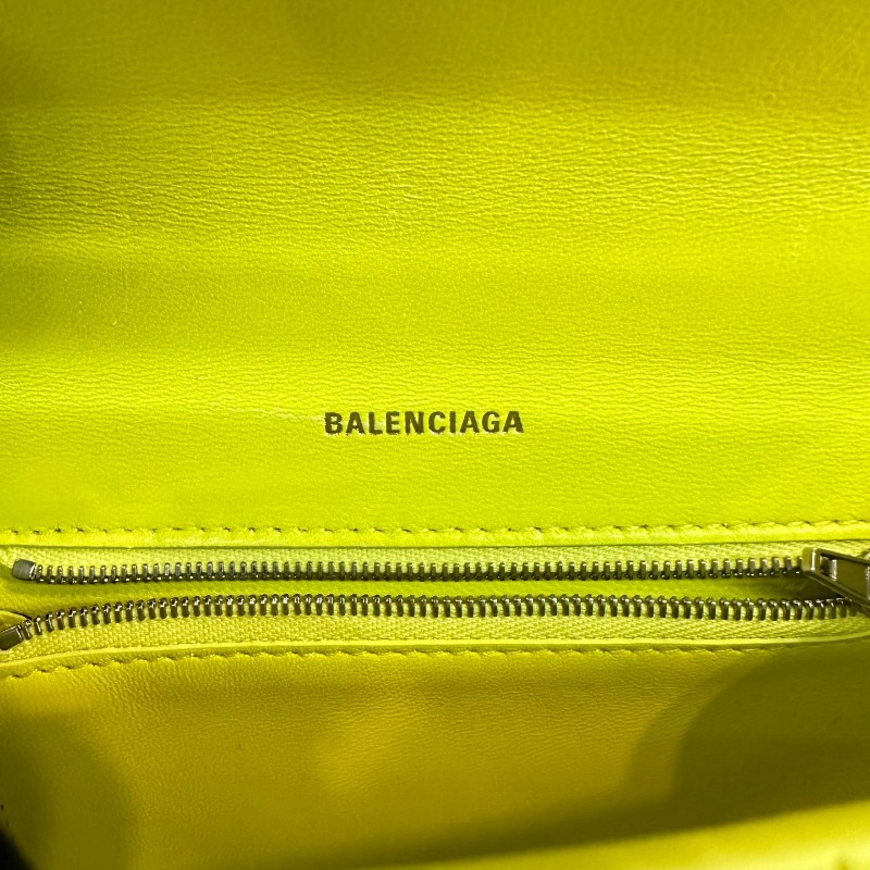 Balenciaga S號沙漏檸檬黃鱷魚壓紋 斜背包肩背包-16
