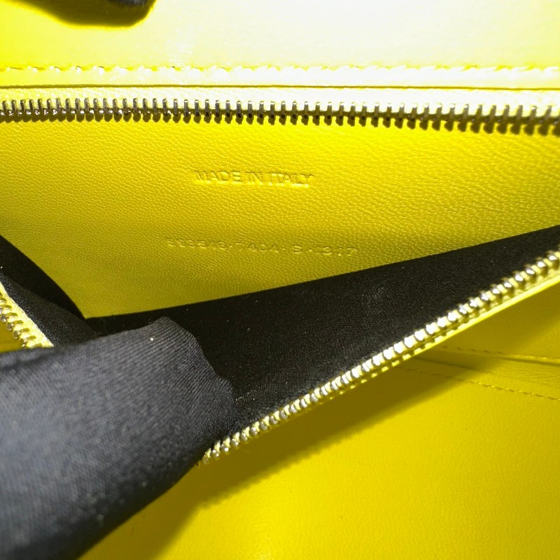 Balenciaga S號沙漏檸檬黃鱷魚壓紋 斜背包肩背包-19