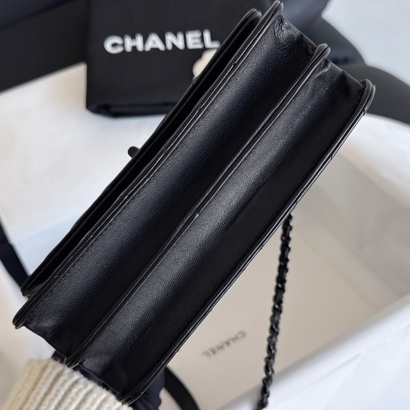 【近新閒置品】Chanel 香奈兒 so black 2.55woc 25開 極品全黑黑武士牛皮單肩側背斜挎包-5