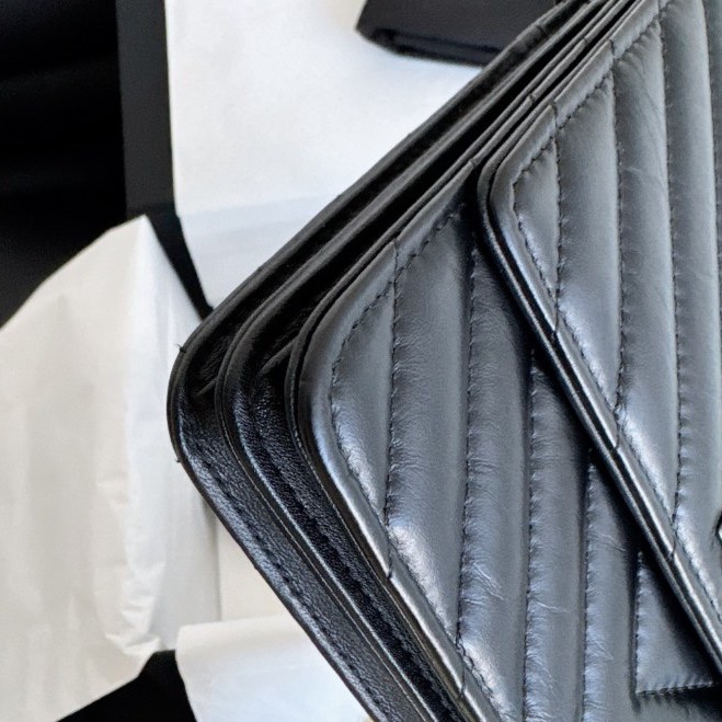 【近新閒置品】Chanel 香奈兒 so black 2.55woc 25開 極品全黑黑武士牛皮單肩側背斜挎包-11