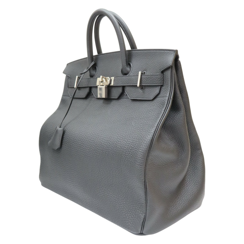 黑色 Togo牛皮 Hac Haut A Courroies 40 手提包 U刻 銀扣【HERMES 愛馬仕】-2
