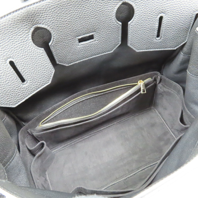 黑色 Togo牛皮 Hac Haut A Courroies 40 手提包 U刻 銀扣【HERMES 愛馬仕】-5