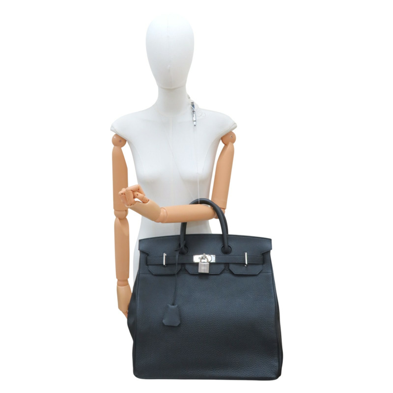 黑色 Togo牛皮 Hac Haut A Courroies 40 手提包 U刻 銀扣【HERMES 愛馬仕】-8