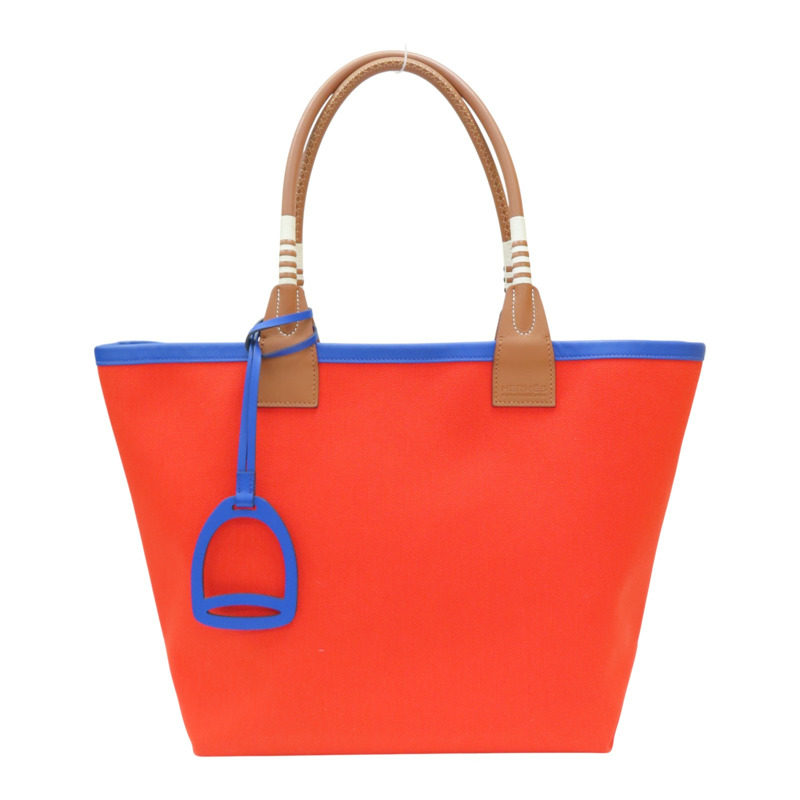 紅色 藍色 撞色 帆布 牛皮 Sac Steeple 28 肩背包【HERMES 愛馬仕】-0