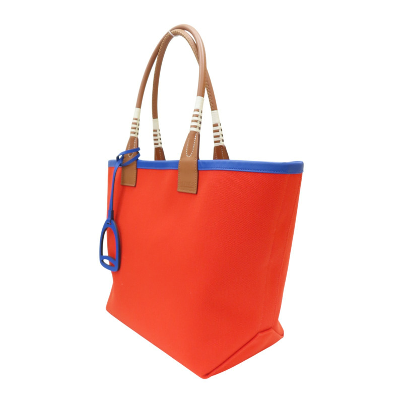 紅色 藍色 撞色 帆布 牛皮 Sac Steeple 28 肩背包【HERMES 愛馬仕】-2