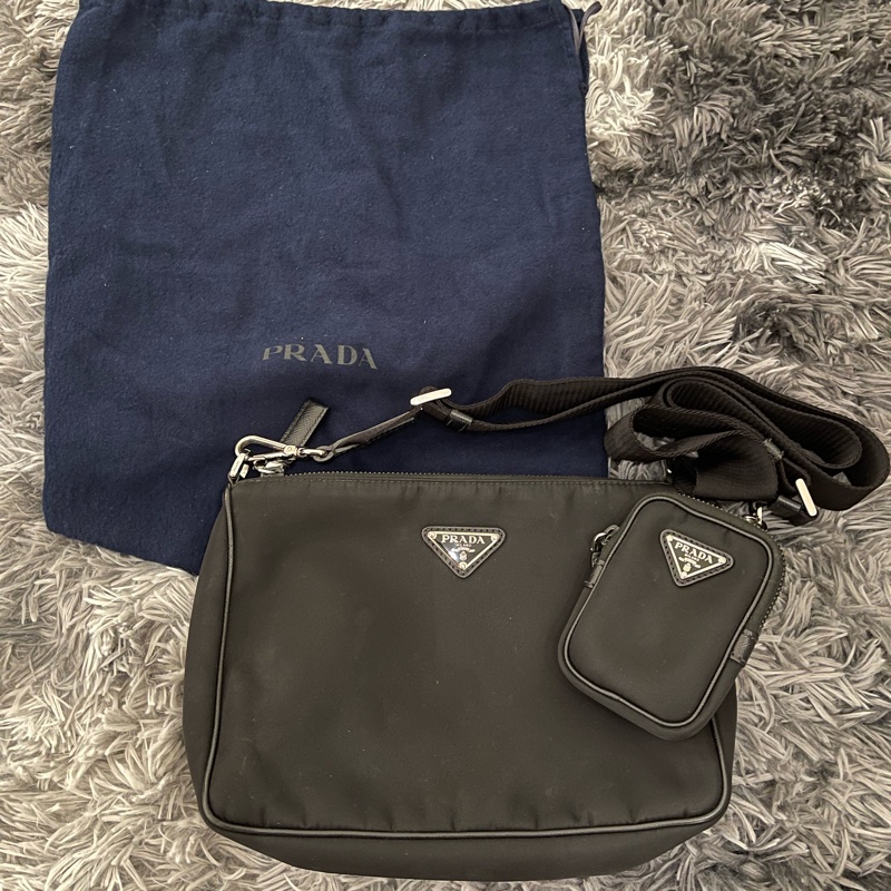 Prada尼龍三合一斜背包-6