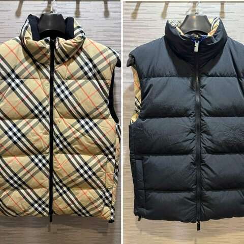 💎Han's house精品服飾💎Burberry 格紋 刺繡 戰馬 羽絨 背心 外套 雙面穿