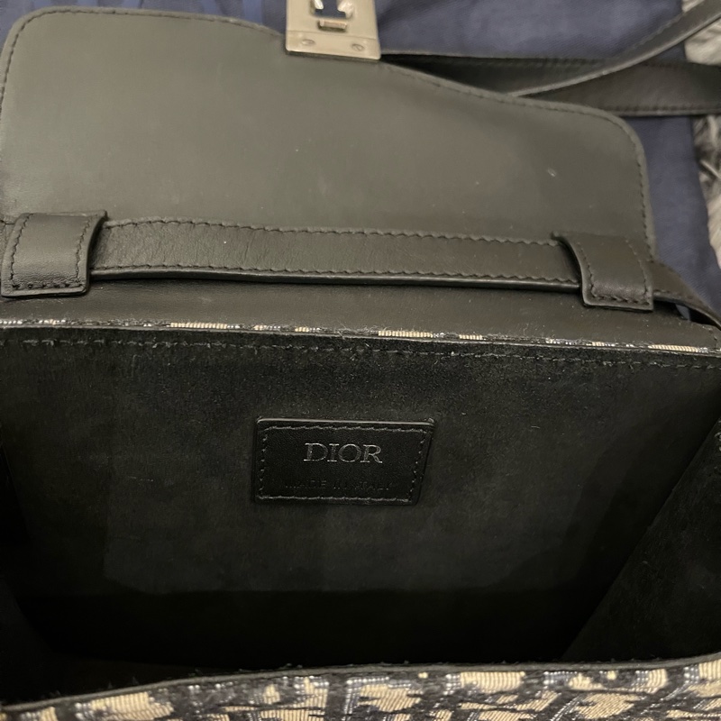 Dior提花帆布拼接皮革馬鞍斜背包-4