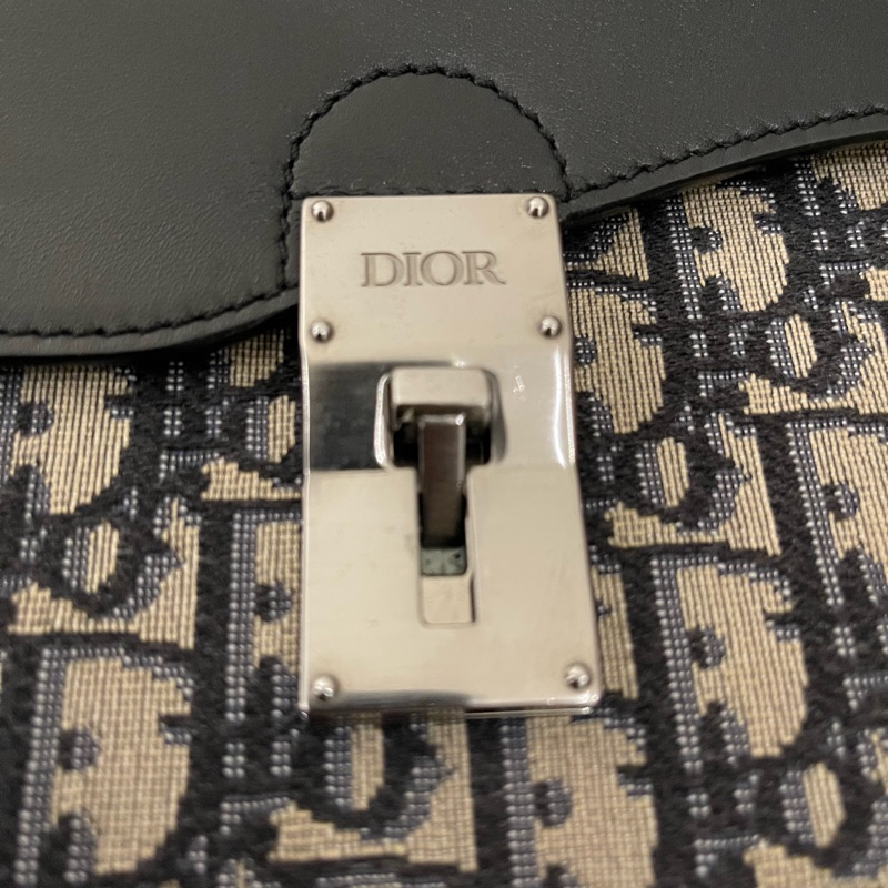 Dior提花帆布拼接皮革馬鞍斜背包-6