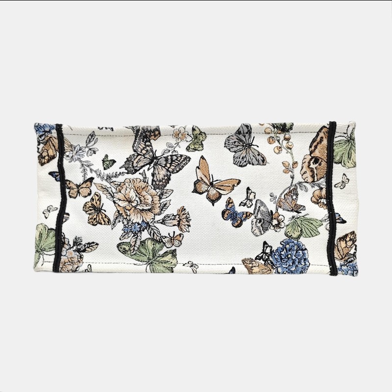 DIOR Book Tote 中號 白色蝴蝶帆布刺繡托特手提包-4