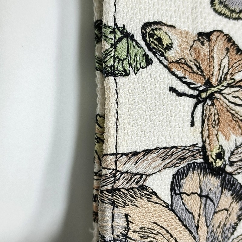 DIOR Book Tote 中號 白色蝴蝶帆布刺繡托特手提包-9