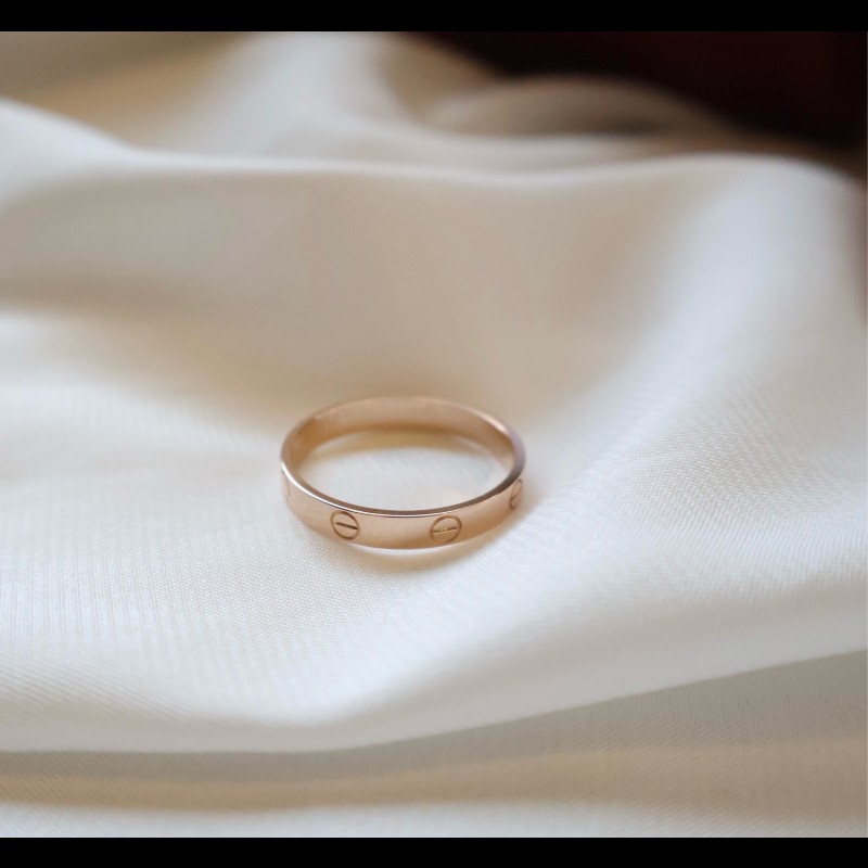 Cartier 18k玫瑰金love窄版戒指 尺碼64-2