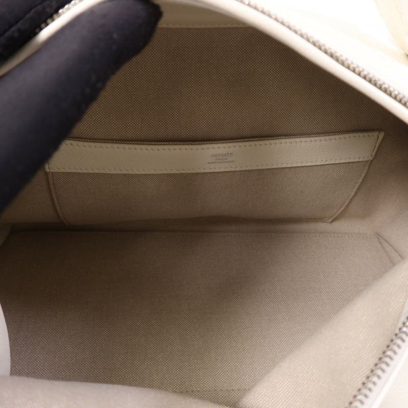 HERMES Evercolor皮革Emile 30銀扣肩背袋Blanc-4