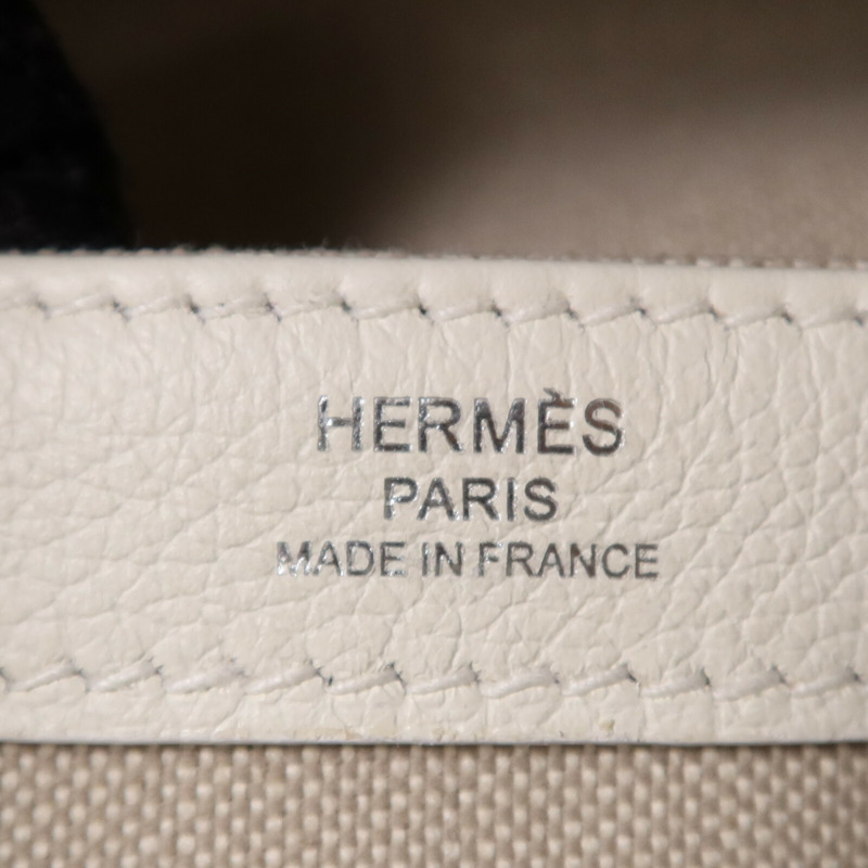 HERMES Evercolor皮革Emile 30銀扣肩背袋Blanc-5