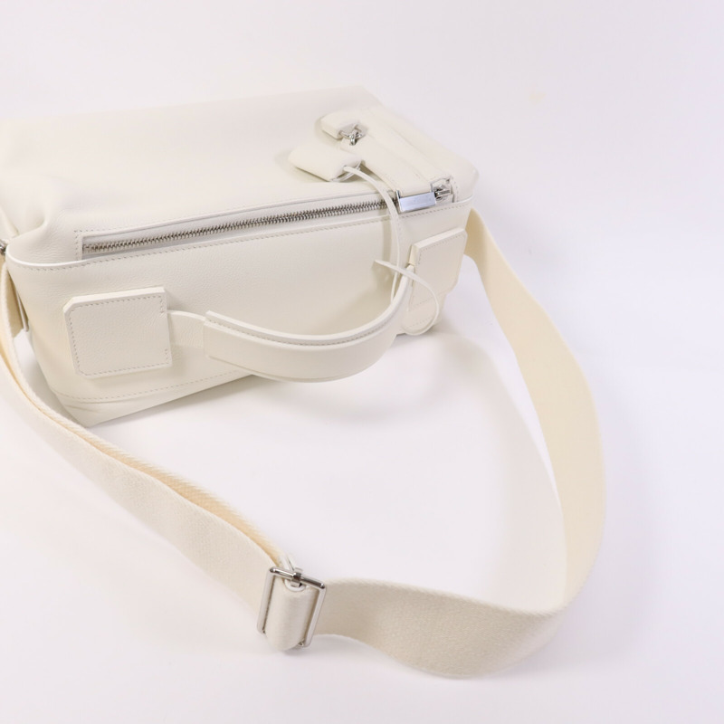 HERMES Evercolor皮革Emile 30銀扣肩背袋Blanc-9