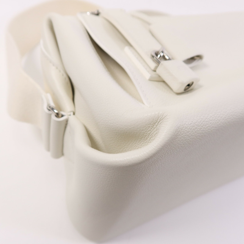 HERMES Evercolor皮革Emile 30銀扣肩背袋Blanc-11