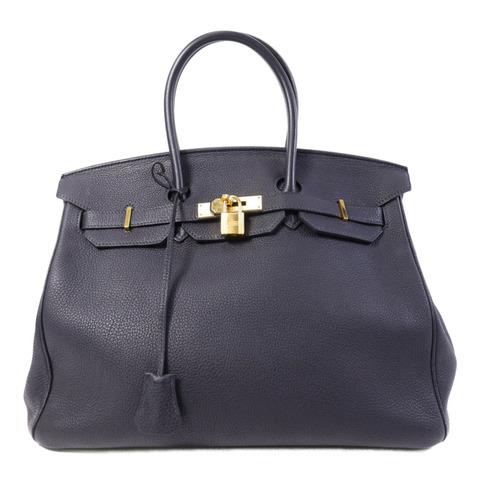 HERMES Togo皮革Birkin 35金扣手挽袋Bleu Obscur