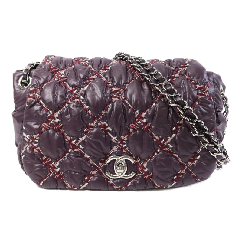 CHANEL 尼龍Chain Shoulder Bag銀扣鏈帶肩背袋-0
