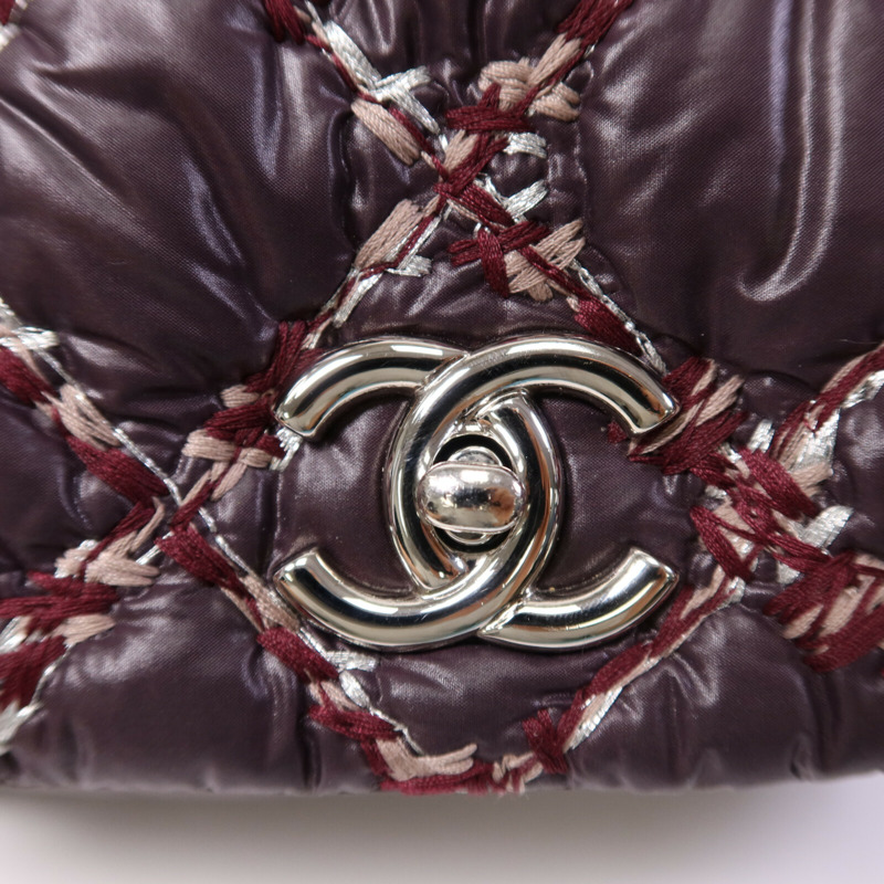 CHANEL 尼龍Chain Shoulder Bag銀扣鏈帶肩背袋-6