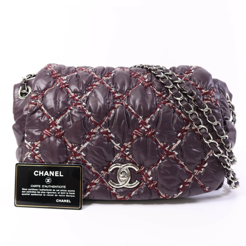 CHANEL 尼龍Chain Shoulder Bag銀扣鏈帶肩背袋-8