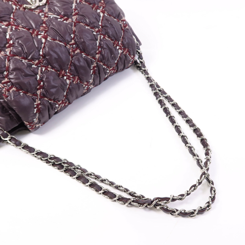 CHANEL 尼龍Chain Shoulder Bag銀扣鏈帶肩背袋-9
