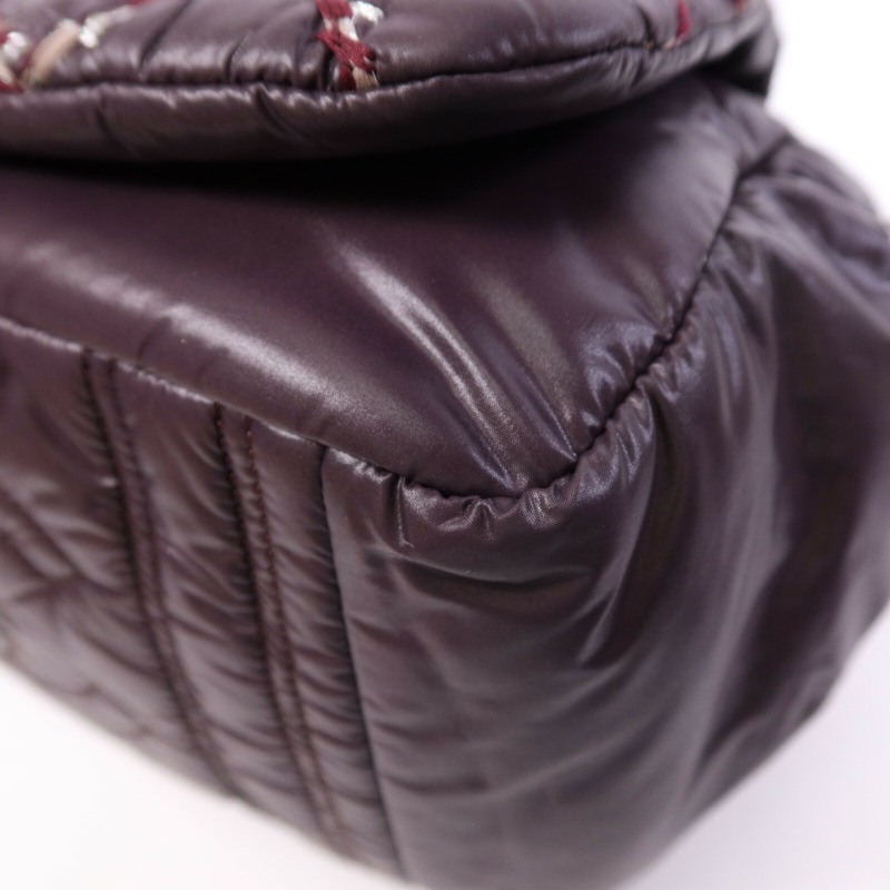 CHANEL 尼龍Chain Shoulder Bag銀扣鏈帶肩背袋-10