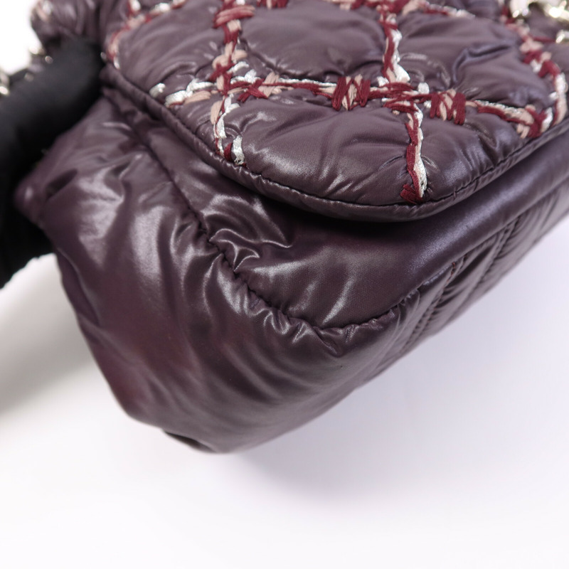 CHANEL 尼龍Chain Shoulder Bag銀扣鏈帶肩背袋-11